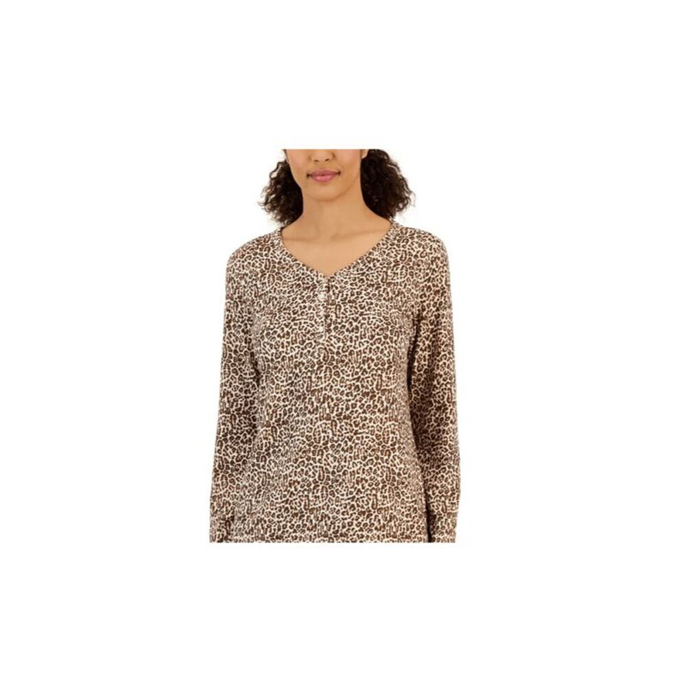 CHARTER CLUB INTIMATES Intimates Beige Henley Neckline Sleep Pajama Top S